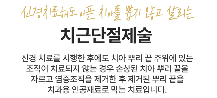 신경치료해도 아픈 치아를 뽑지 않고 살리는 - 치근단절제술