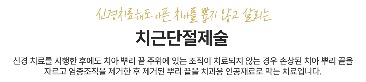 신경치료해도 아픈 치아를 뽑지 않고 살리는 - 치근단절제술