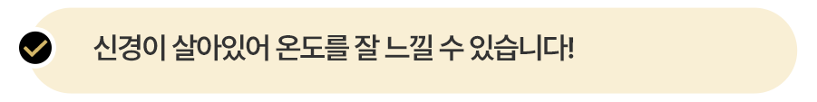 신경이 살아있어 온도를 잘 느낄 수 있습니다!